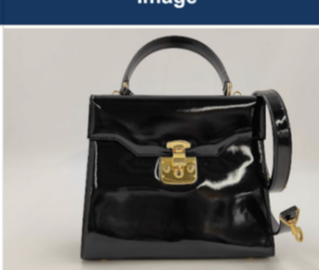 Black Patent Lady Lock Top Handle Bag