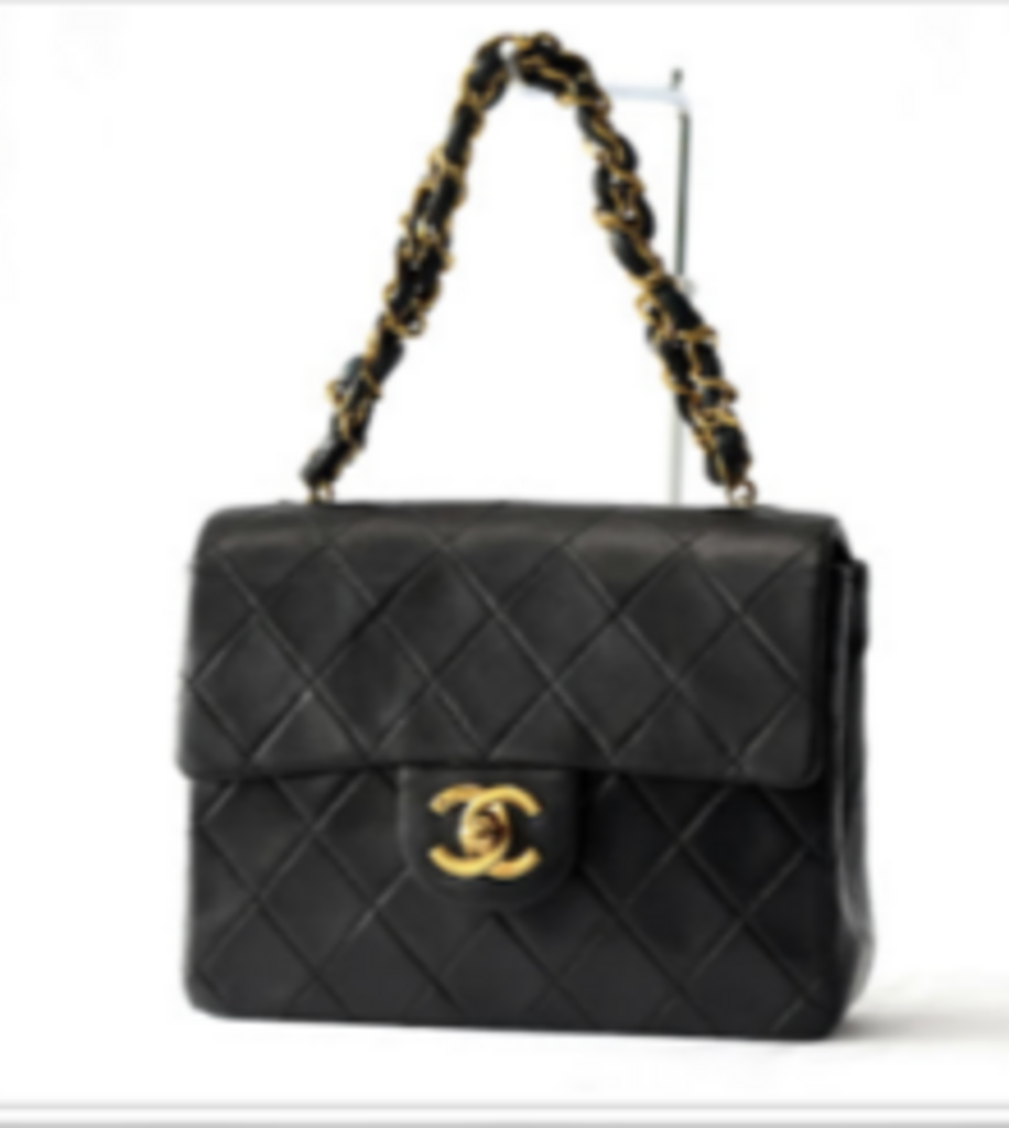 Black Lambskin Wrapped Chain Top Handle Bag