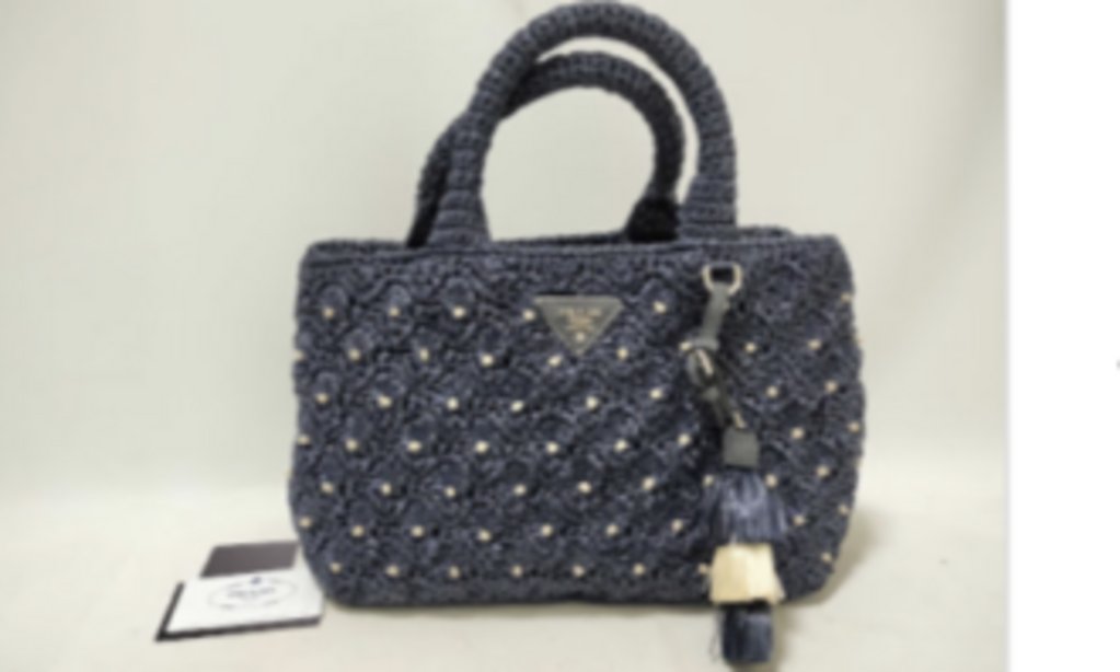 Navy Raffia Canapa Tote