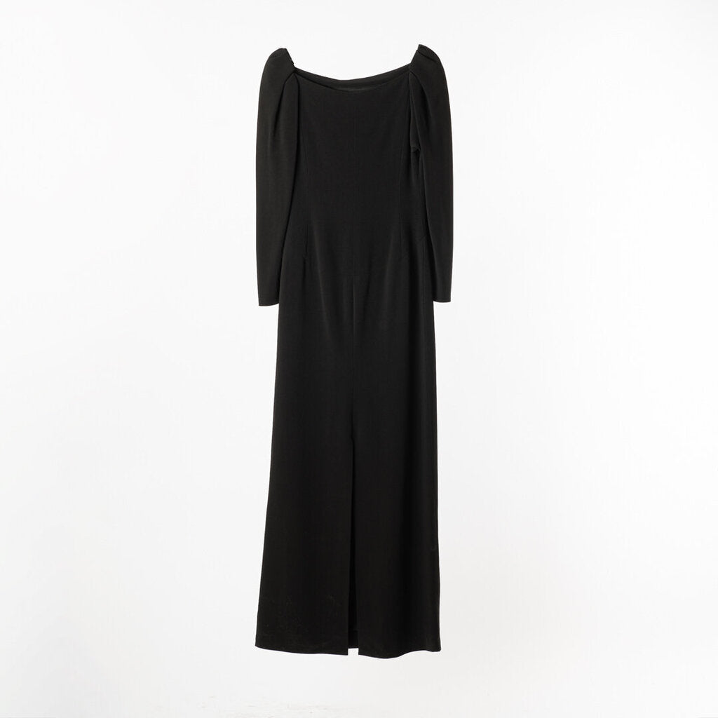 YSL Black Crepe Off-Shoulder Maxi Dress