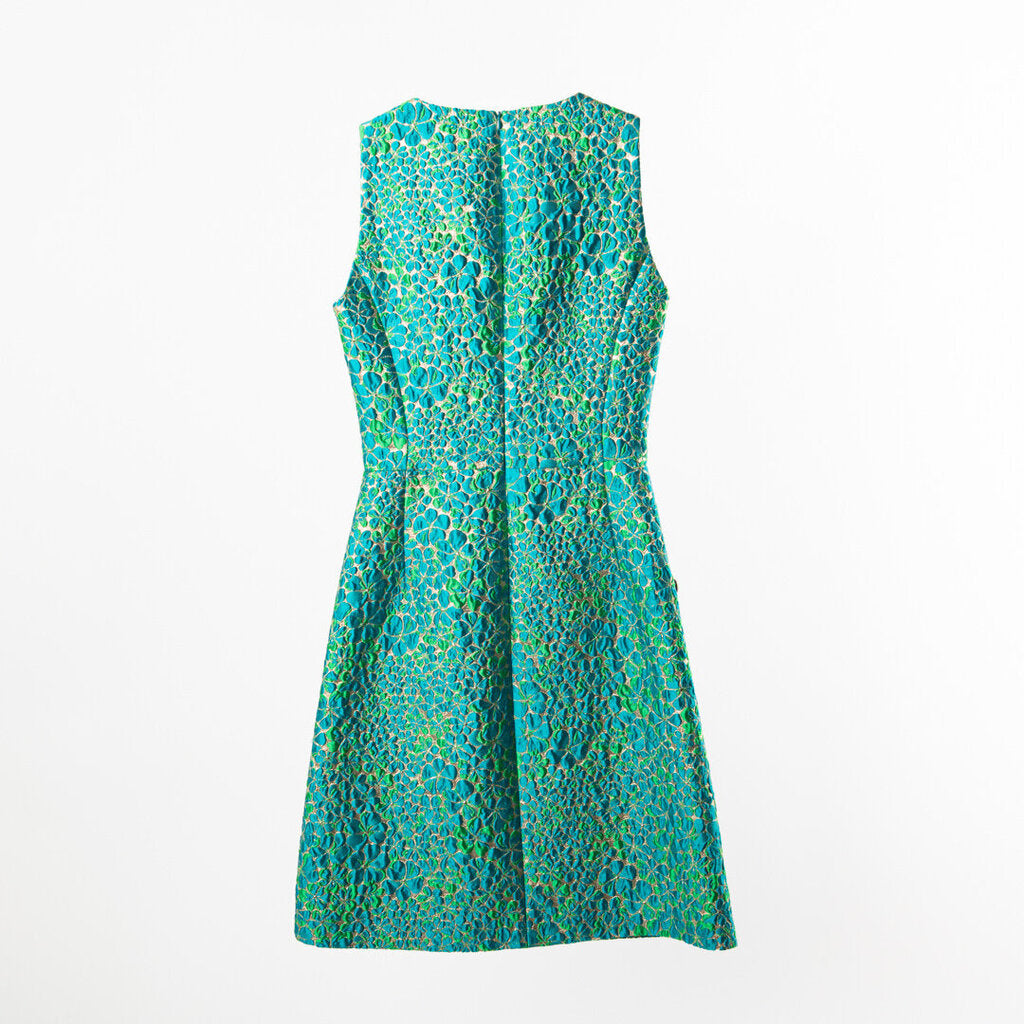 Michael Kors Collection Blue Poly Floral Brocade Shift Dress