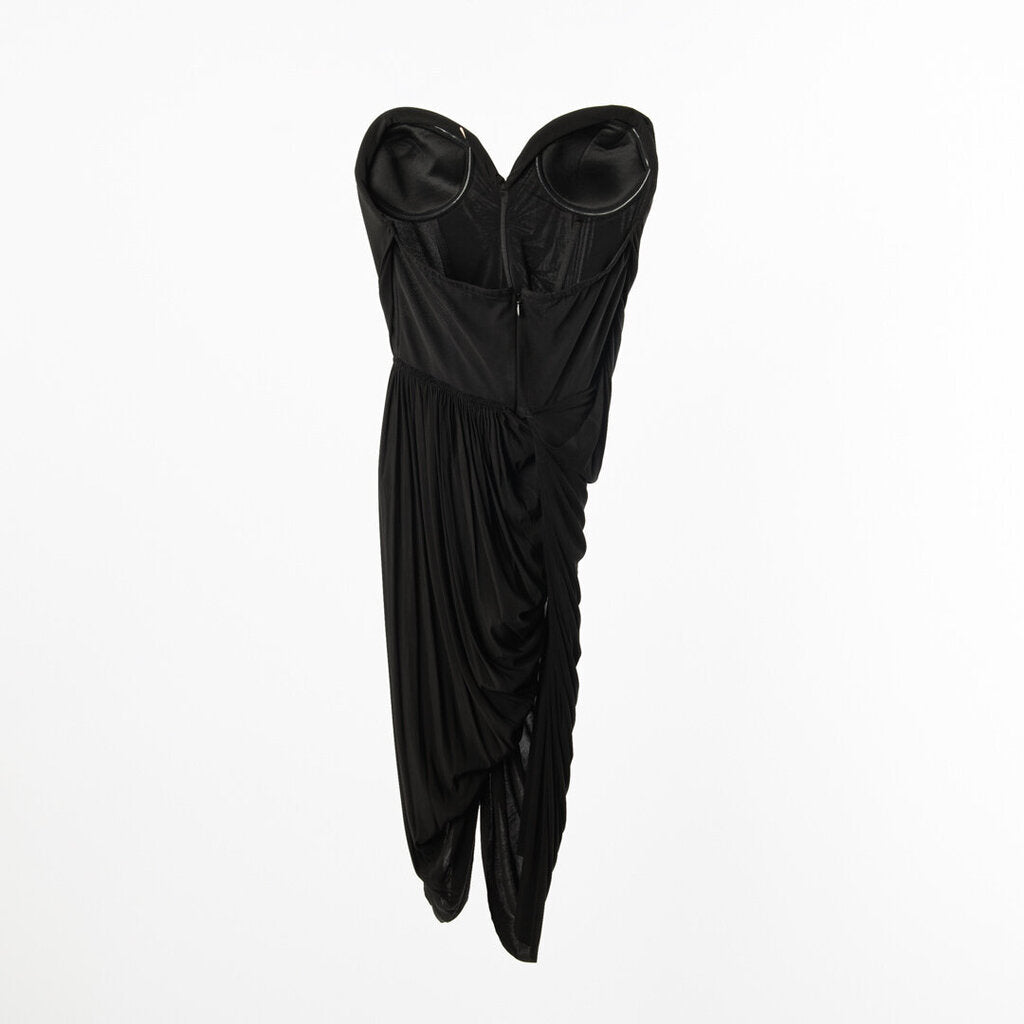 Alexander Wang Black Cupro Blend Draped Corset Mini Dress