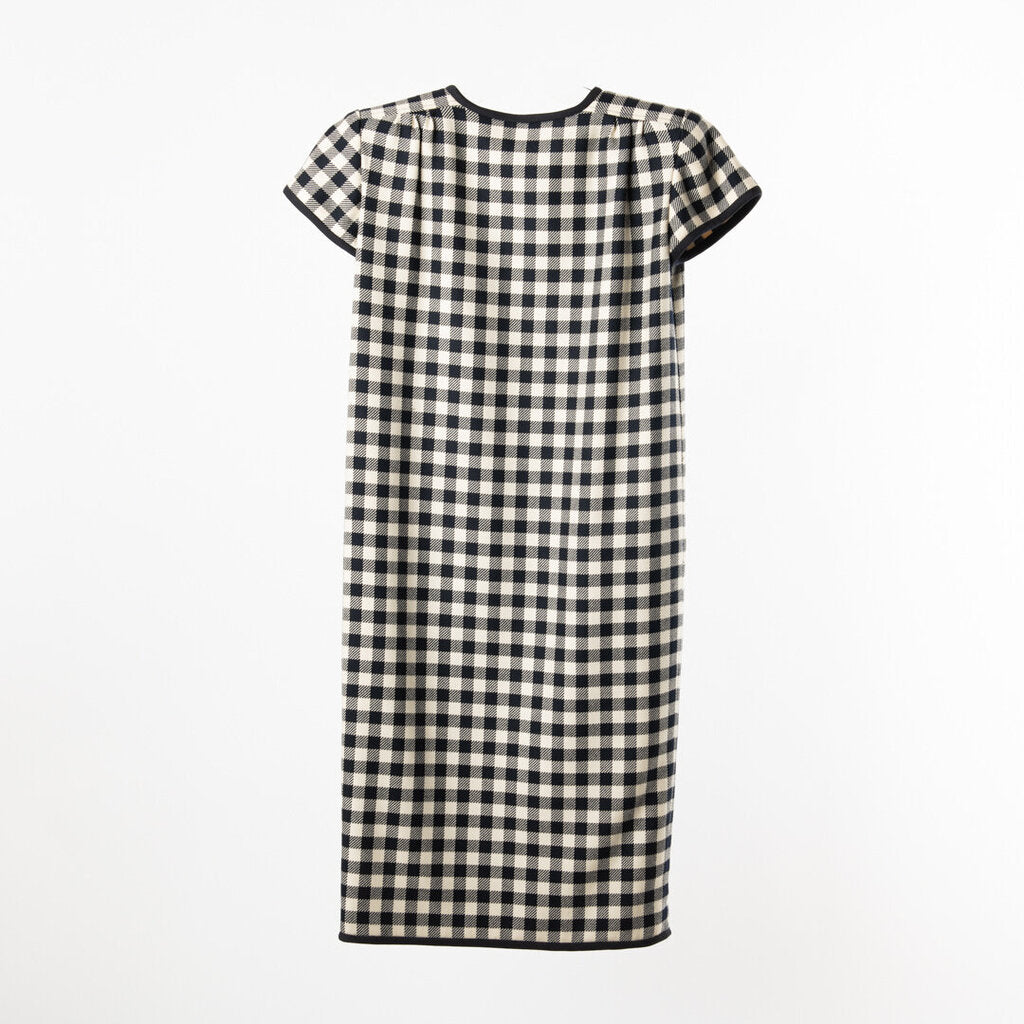 Valentino Navy Checkered Pattern Dress