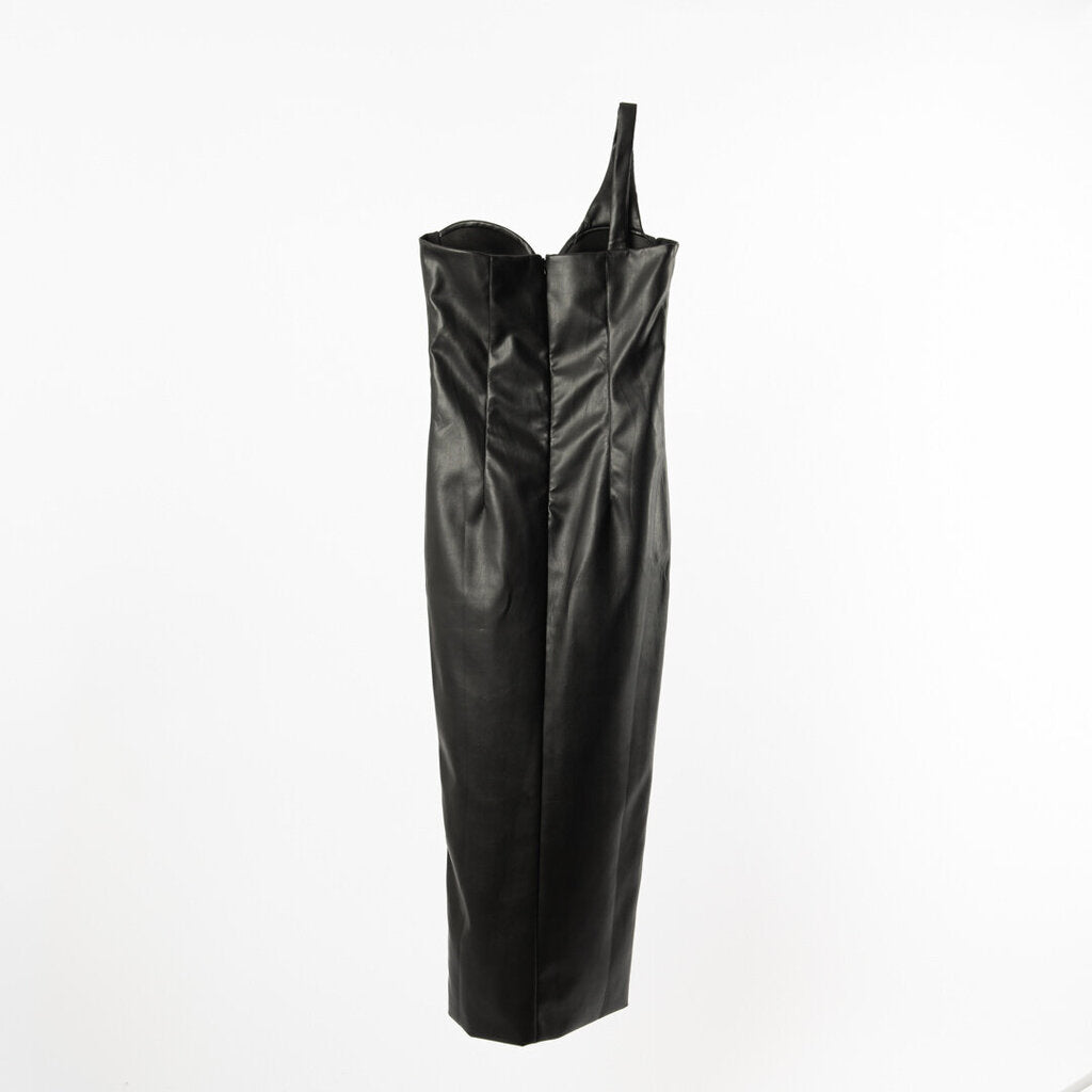 Violante Nessi Black Faux Leather Dress