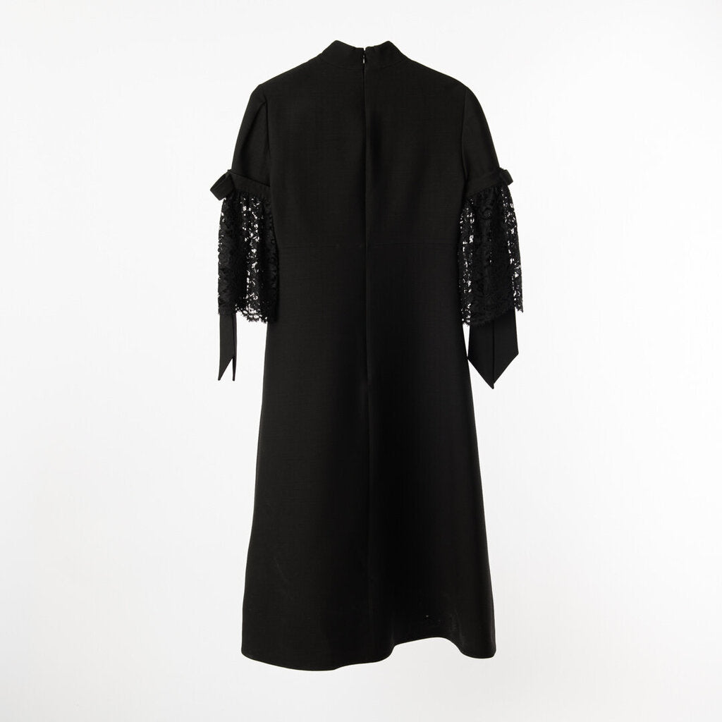 Valentino Black Cotton Blend Lace Midi Dress
