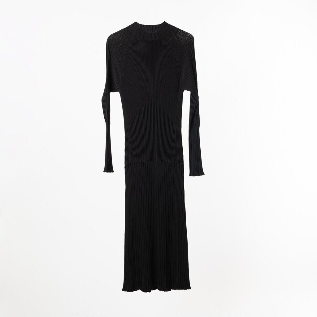 Proenza Navy Viscose/Poly High Neck Maxi Dress