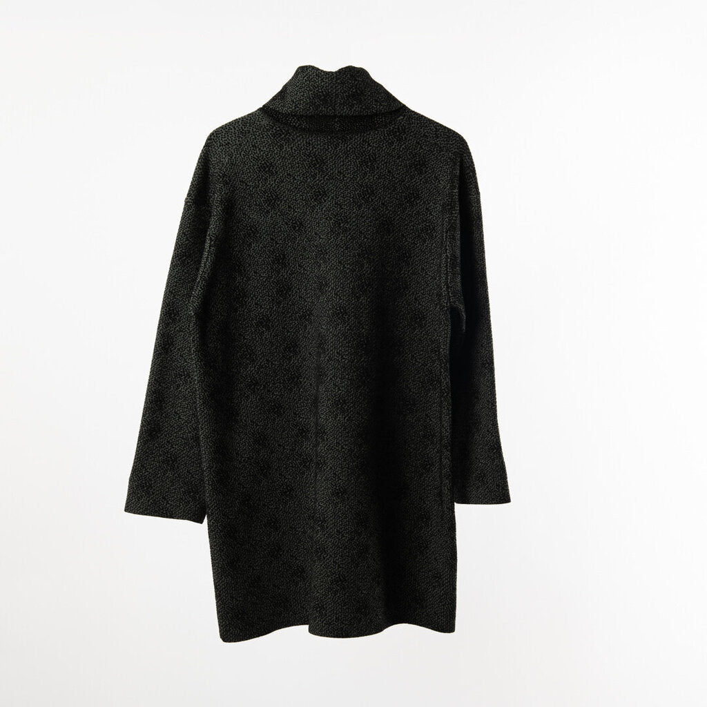 Alaia Black/Grey Wool Spotted Turtleneck Dress