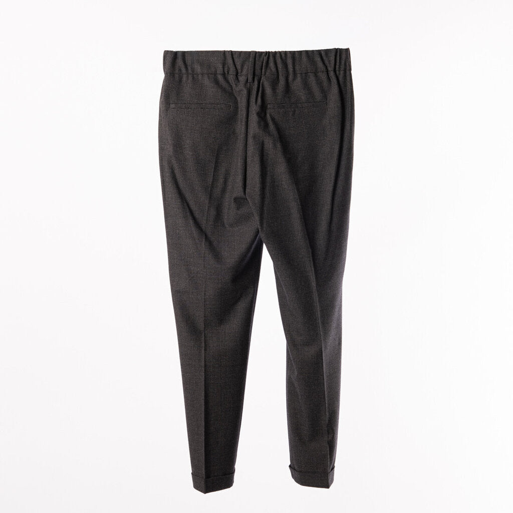 Brunello Grey Wool Plaid Trouser