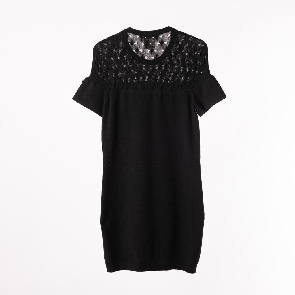 Chanel Black Cashmere Dress With Cap Sleeve