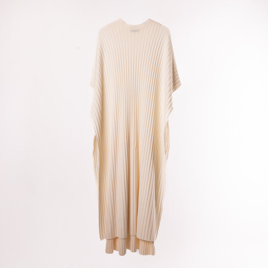 Gabriela Hearst Cream Wool Blend Ribbed Layered Dress