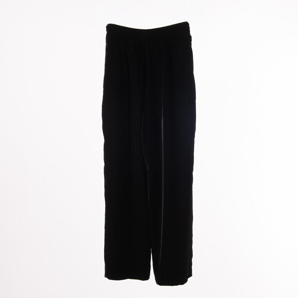 Calvin Klein Black Silk Blend Velvet Wide Leg Pants
