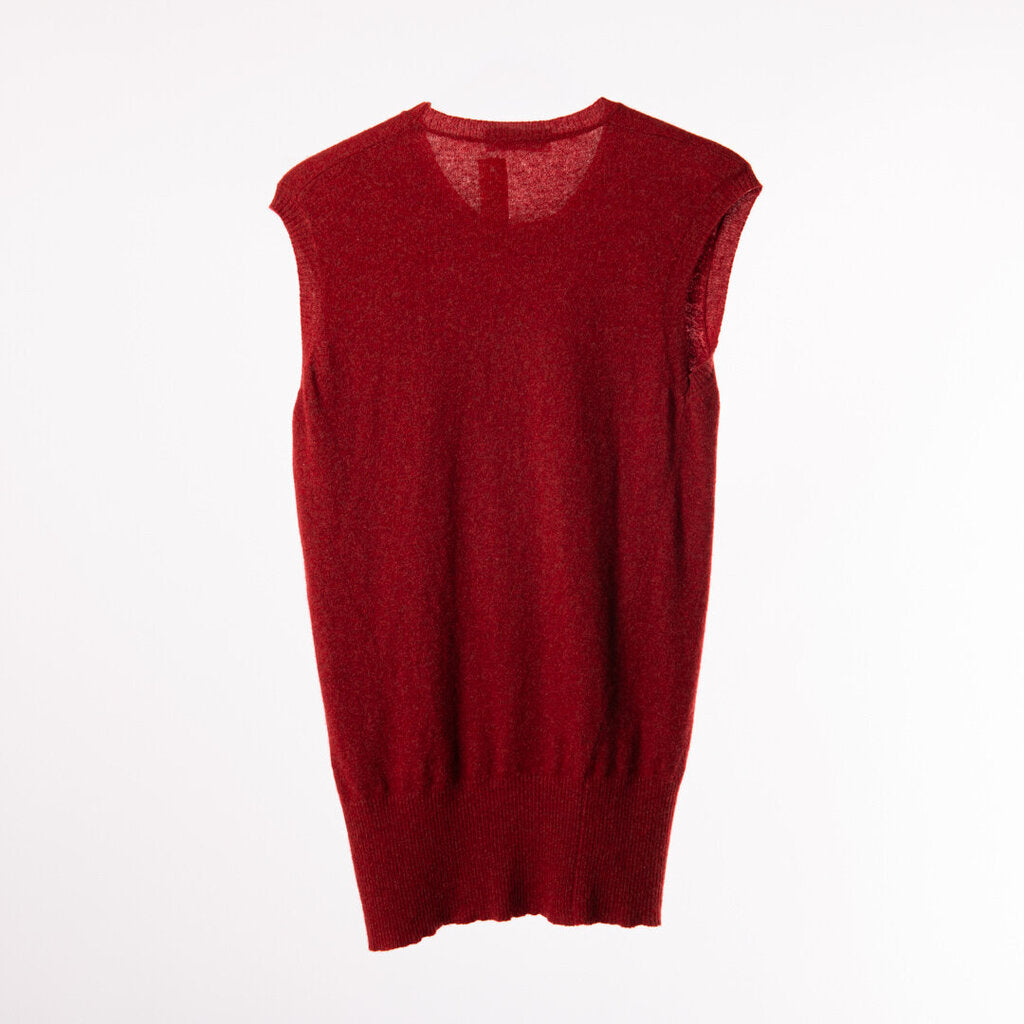 Brunello Red Cashmere Knit Sweater Vest