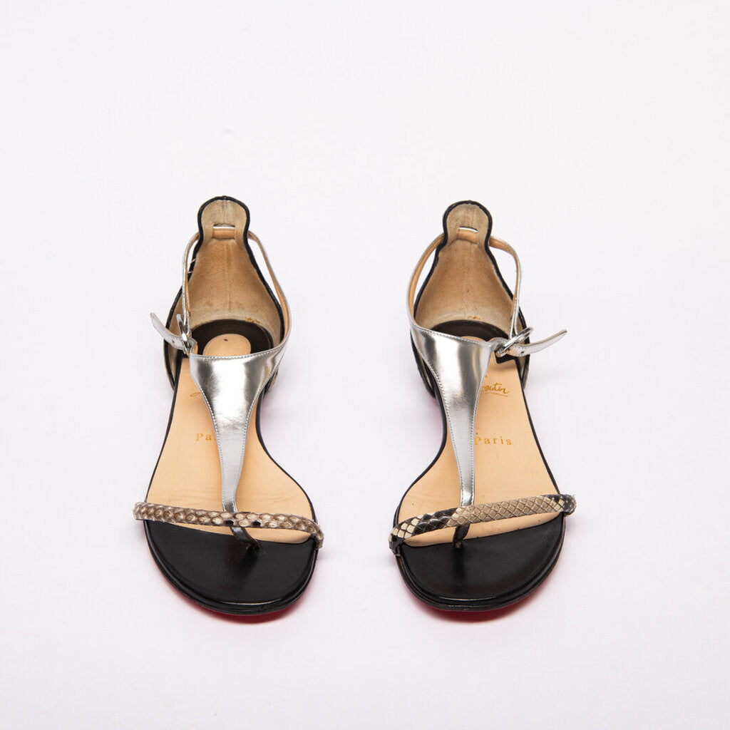 Christian Louboutin Meatllic Snakeskin Sandals