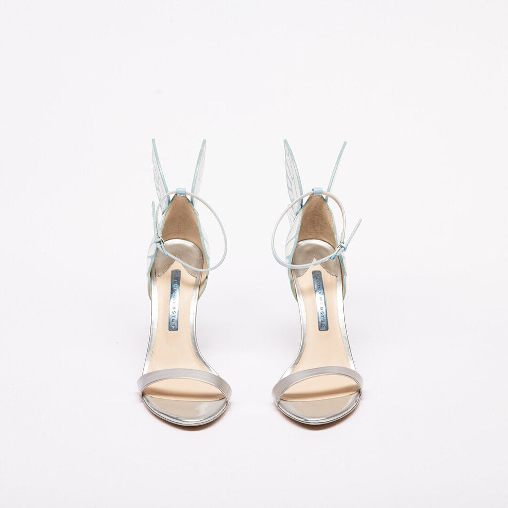 Sophia Webster Blue Leather Butterfly Wing Heeled Sandals