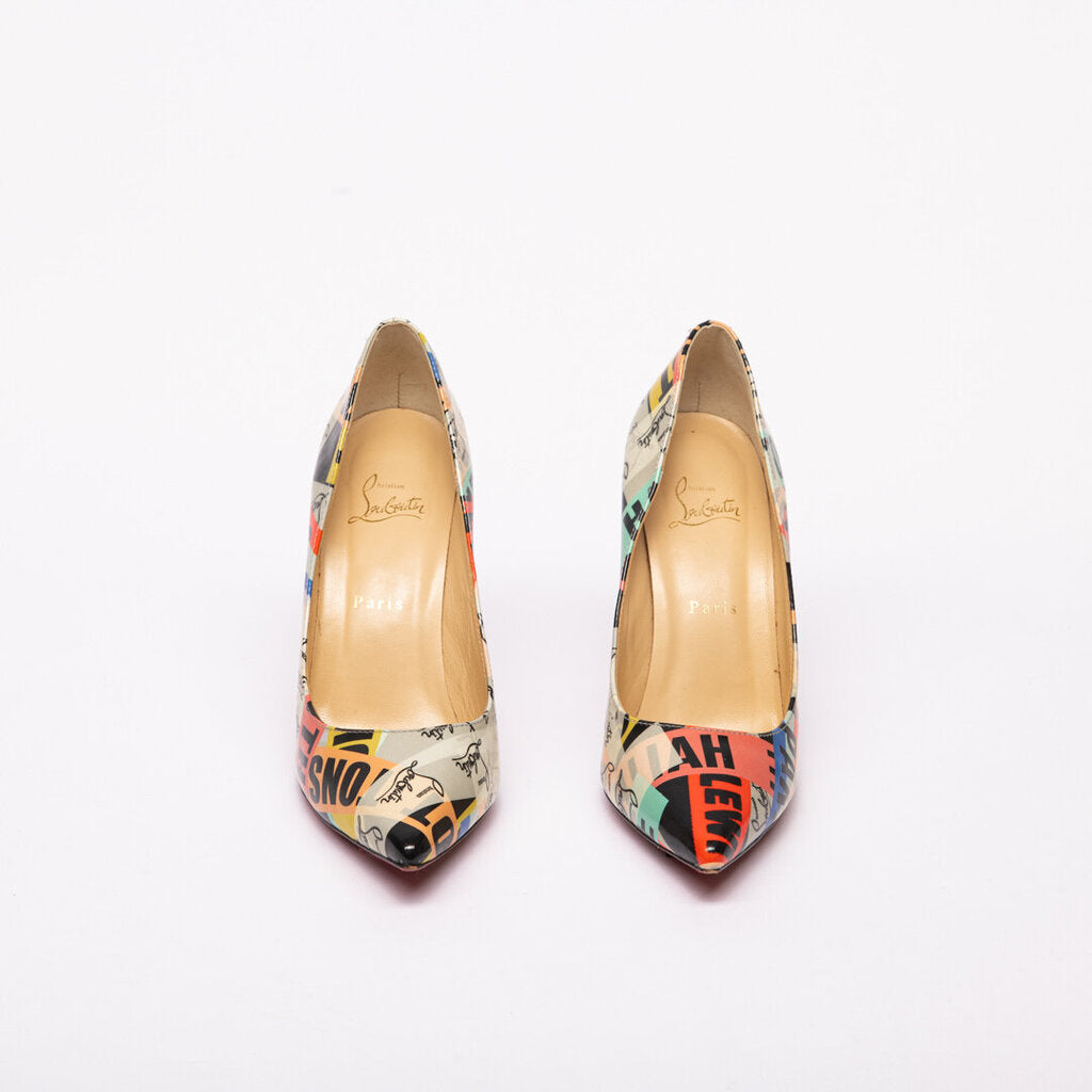 Christian Louboutin Multi Color Leather Print Heels