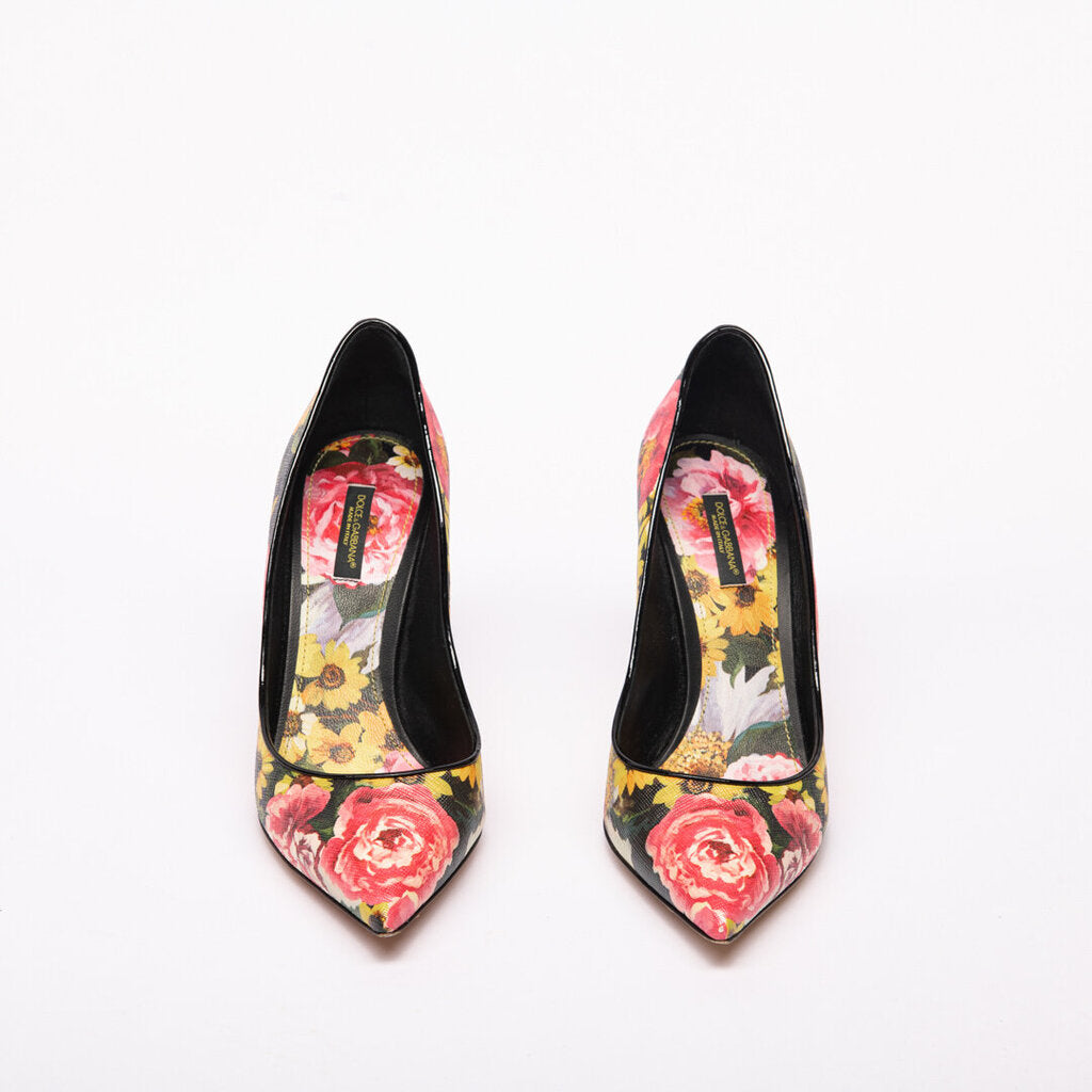 Dolce & Gabbana Black Floral Print Pumps