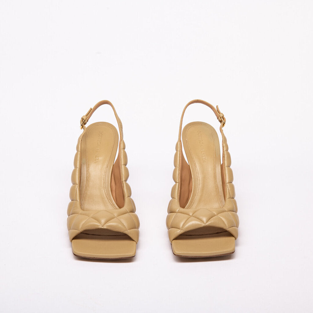 Bottega Veneta Nude Leather Quilted Sandals