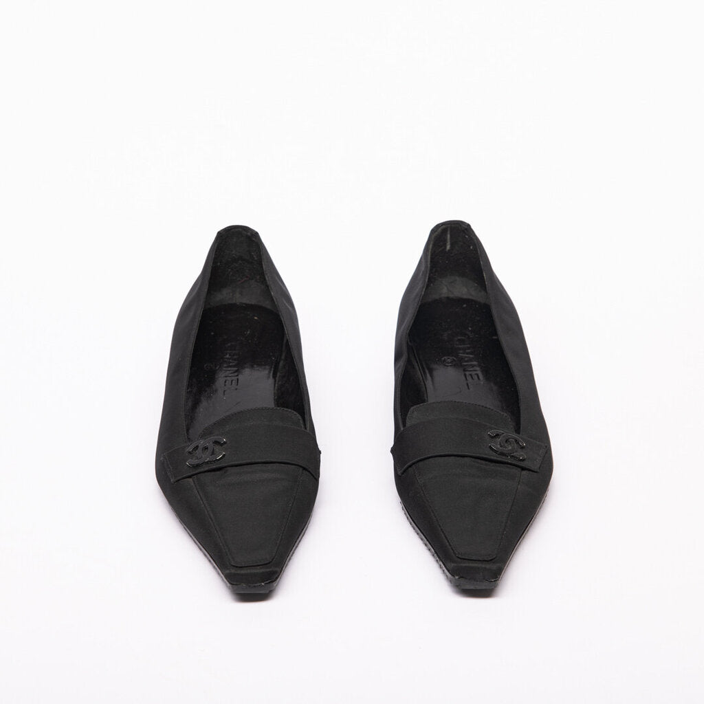 Chanel Black Point Toe Flat