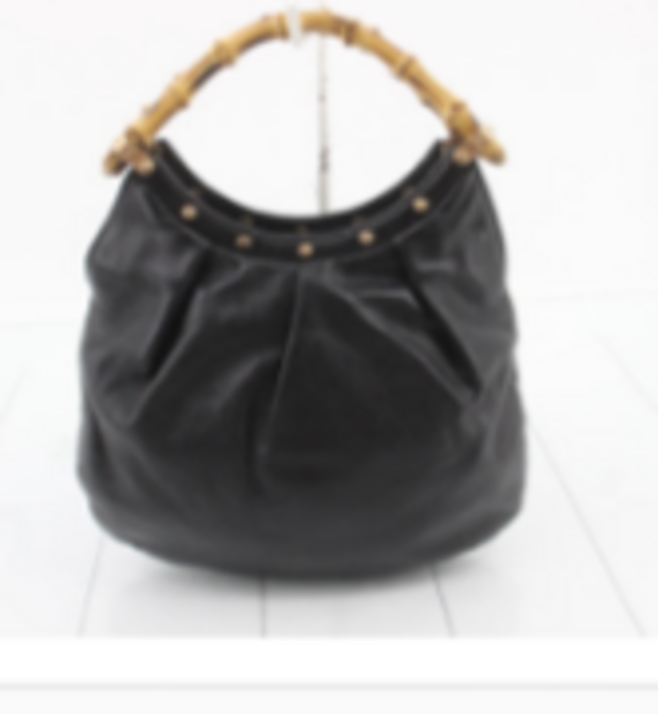 Black Leather Studded Bamboo Top Handle Tote