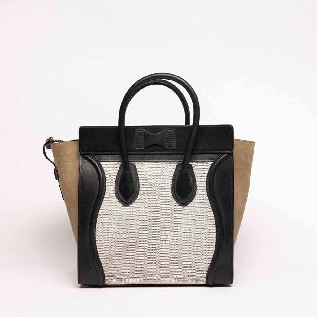 Celine Black Canvas Mini Luggage Tote