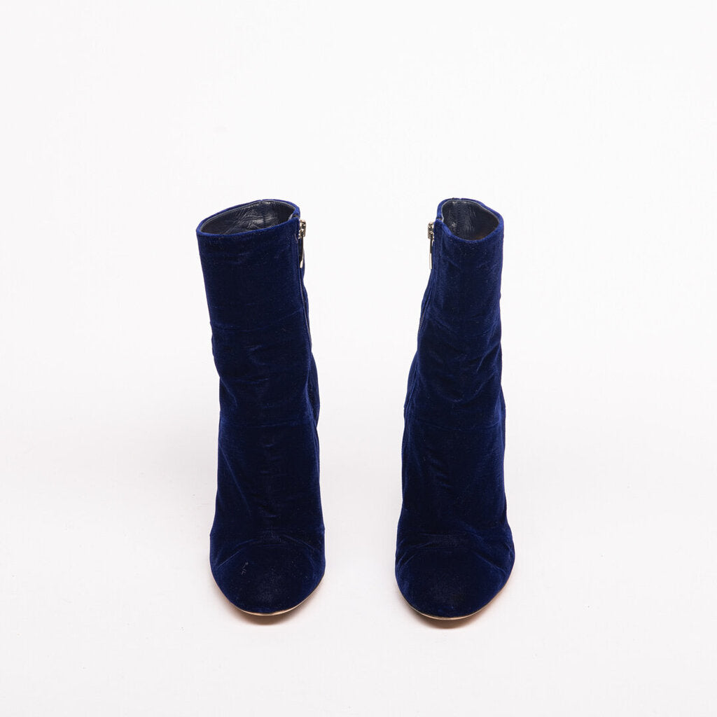 Gianvito Rossi Blue Velvet Heeled Boots