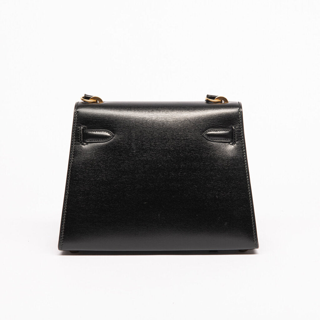 Hermes Black Box Calf Mini Kelly Crossbody Bag (1987)