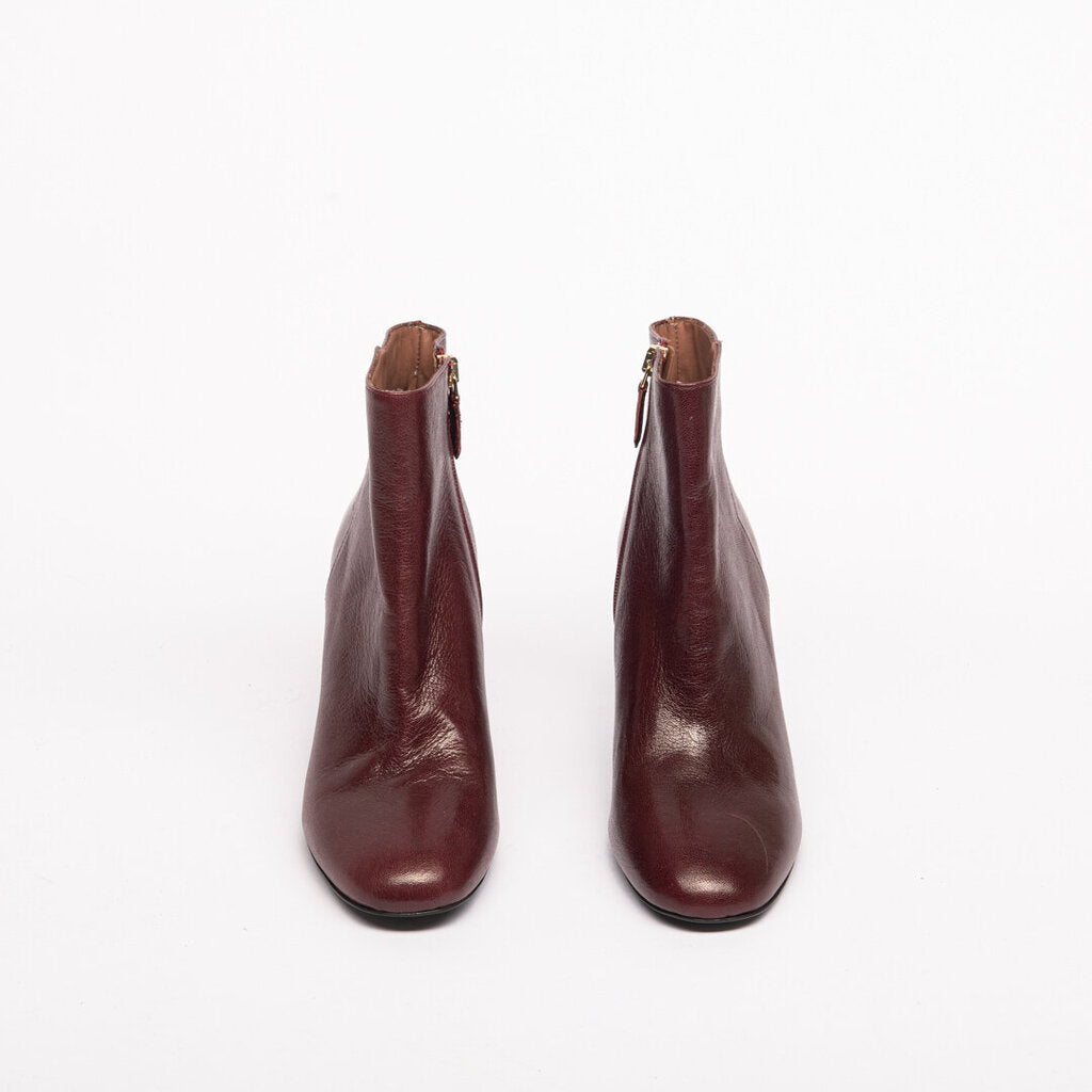 Grigiarancio Red Leather Heeled Ankle Boot