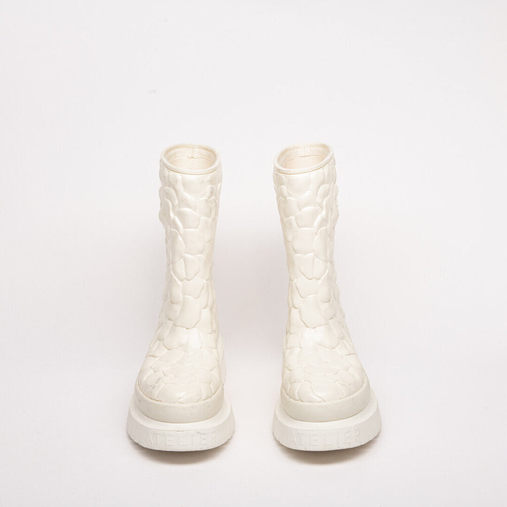 Valentino Cream Floral Rubber Boot