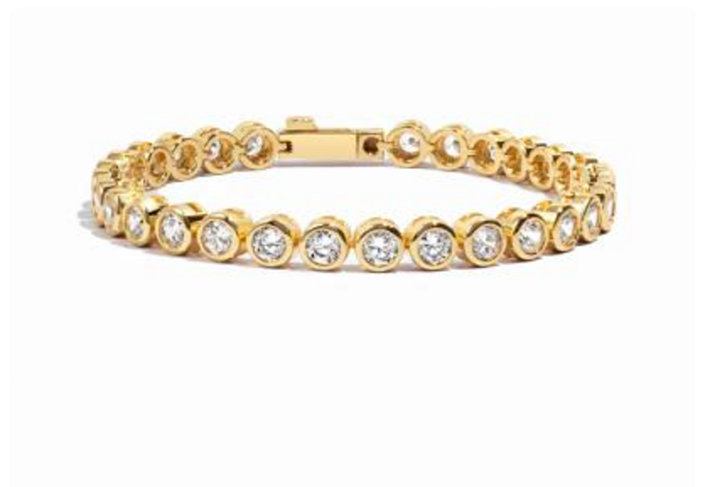 4MM ROUND BEZEL TENNIS BRACELET YG 7'