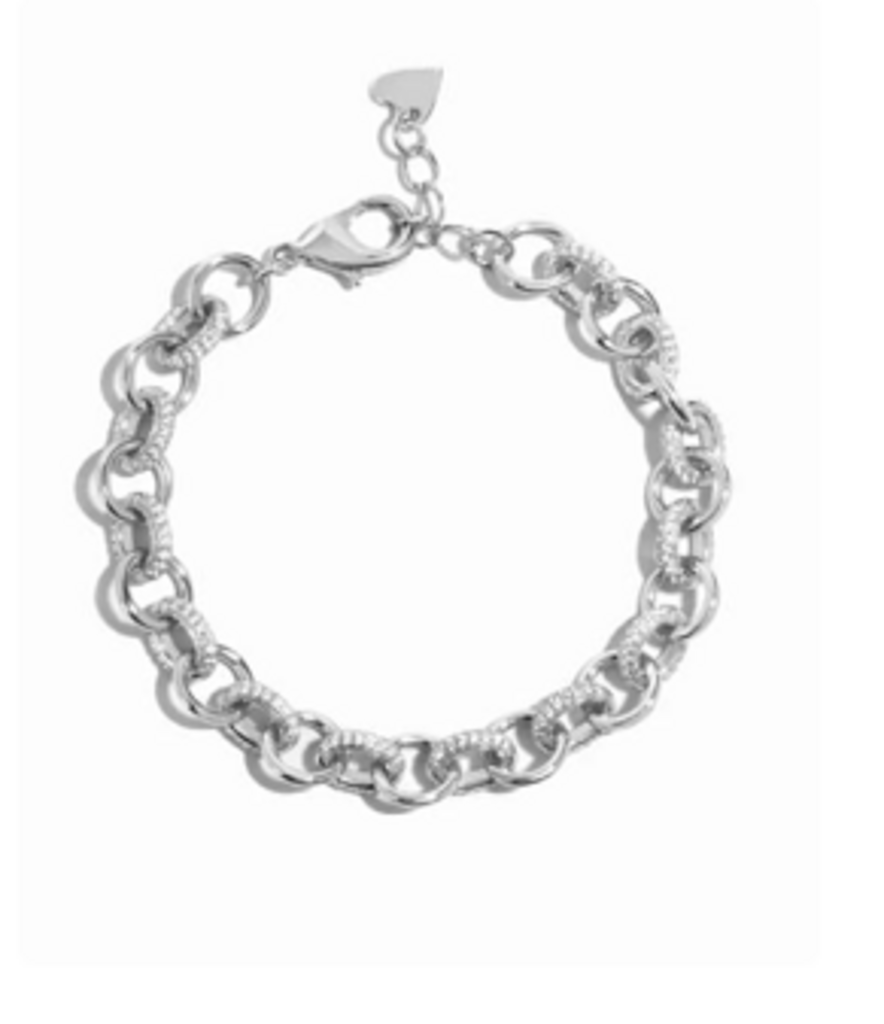ROUND PAVE LINK BRACELET WG 7'