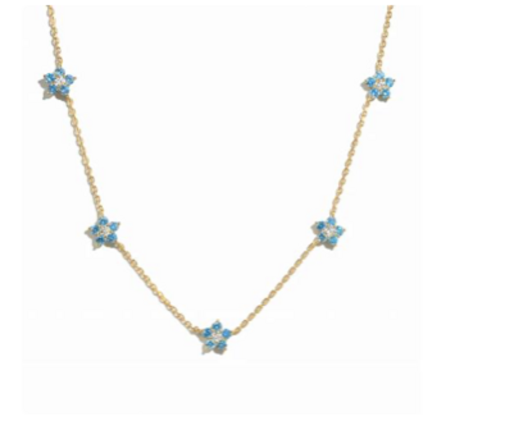 Aqua DIAMOND FLOWER NECKLACE