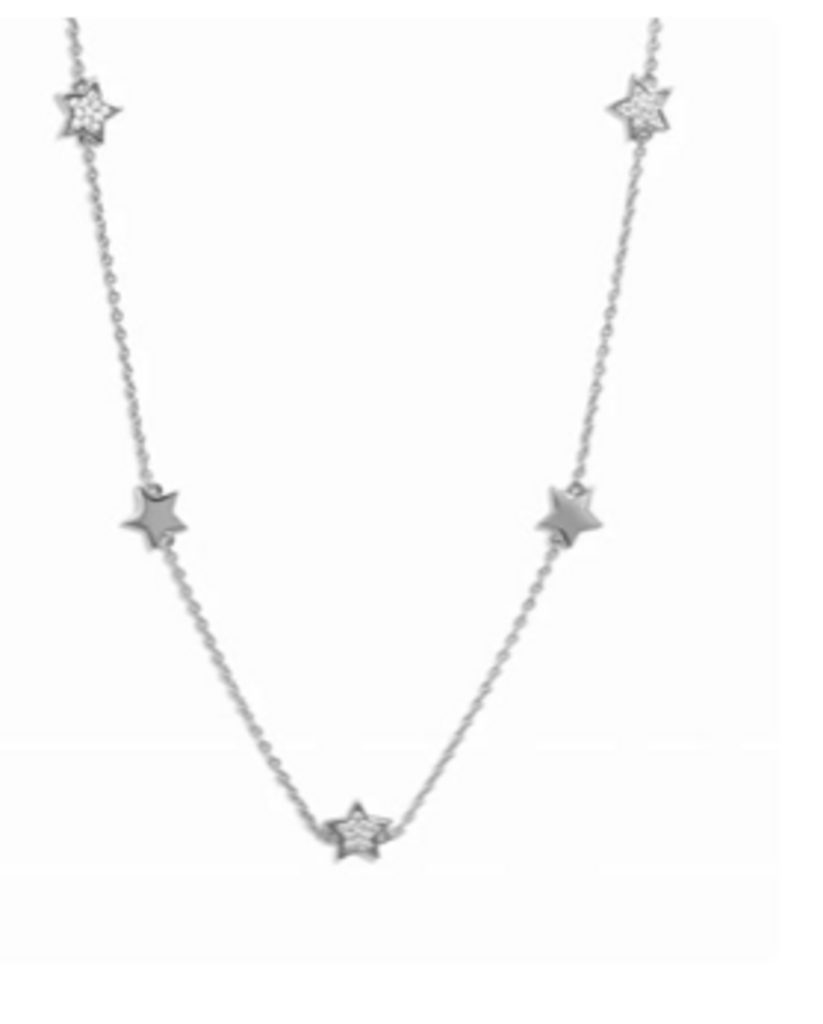 CZ STAR COLLAR NECKLACE WG