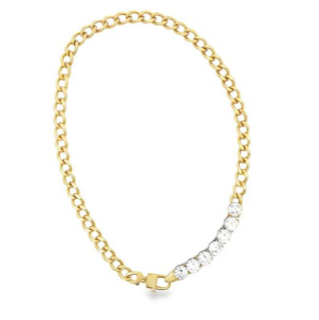 Thin Cuban Link Tennis Finish Necklace YG