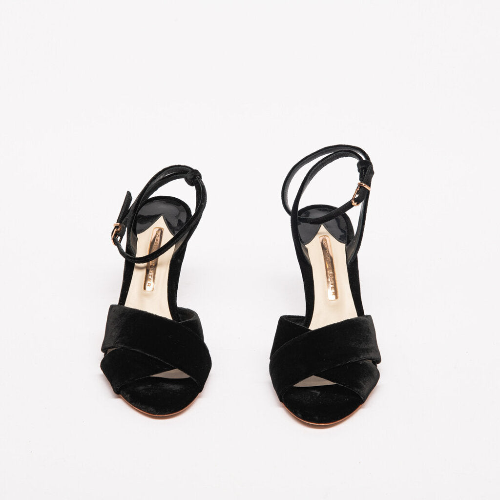 Sophia Webster Black Velvet Crystal Heel Sandal