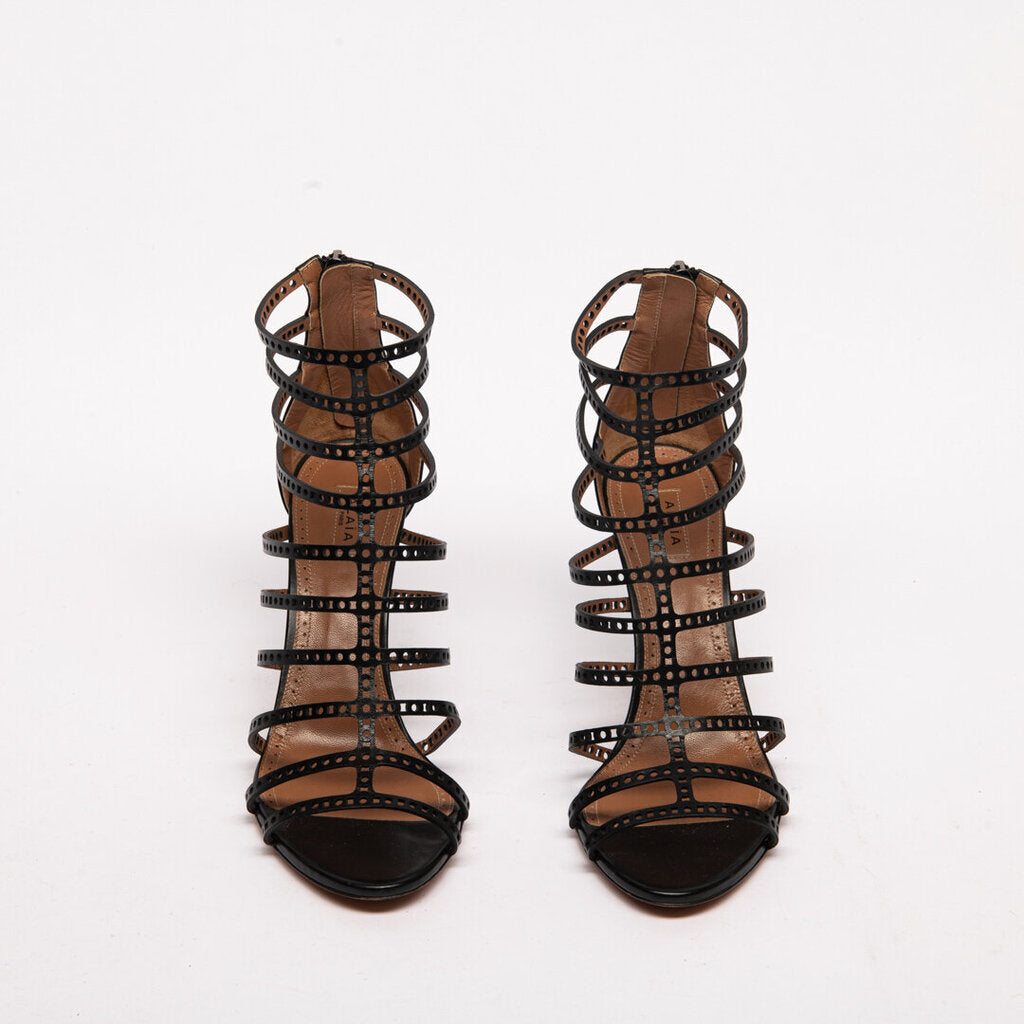 Alaia Black Leather Perforated Shoe