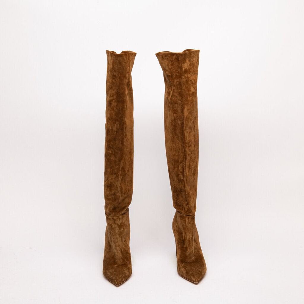 Gianvito Rossi Brown Suede Over-the-Knee Boots