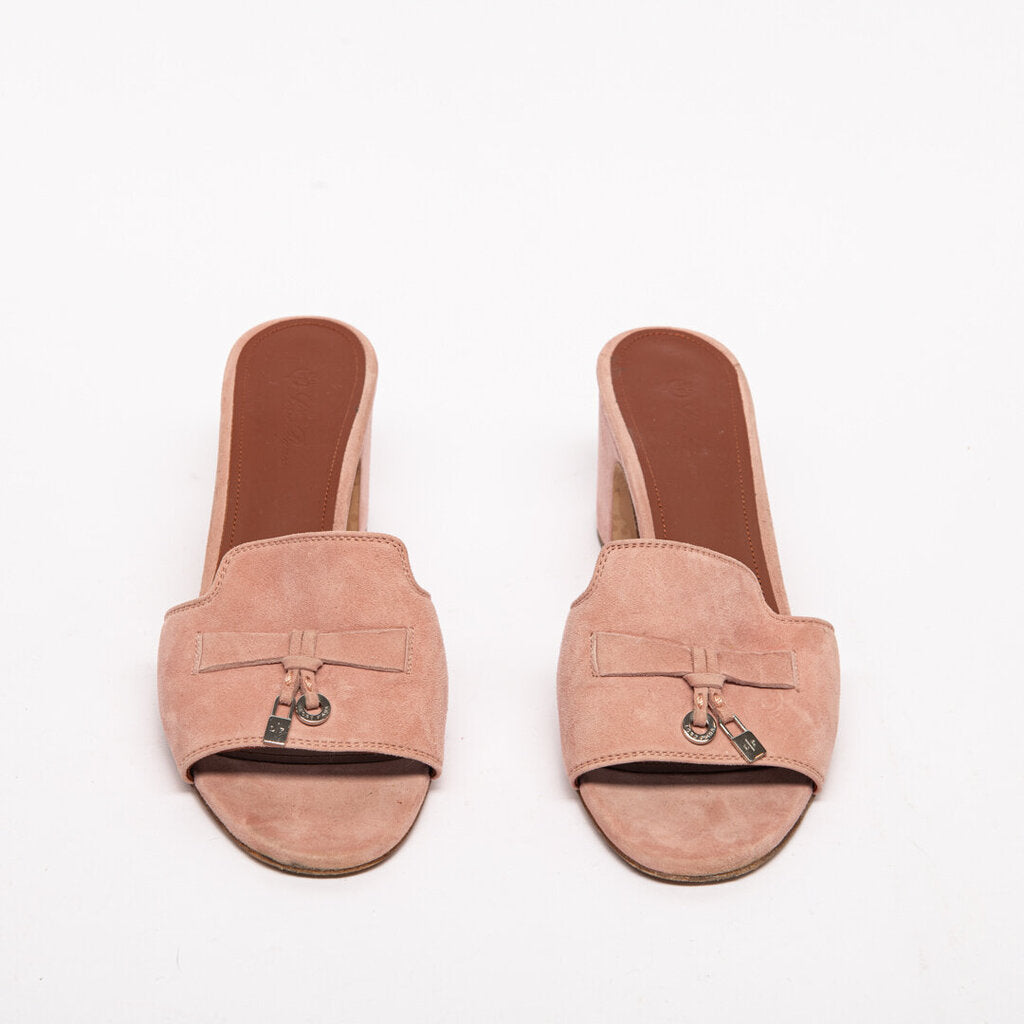 Loro Piana Pink Suede Summer Charms Sandal