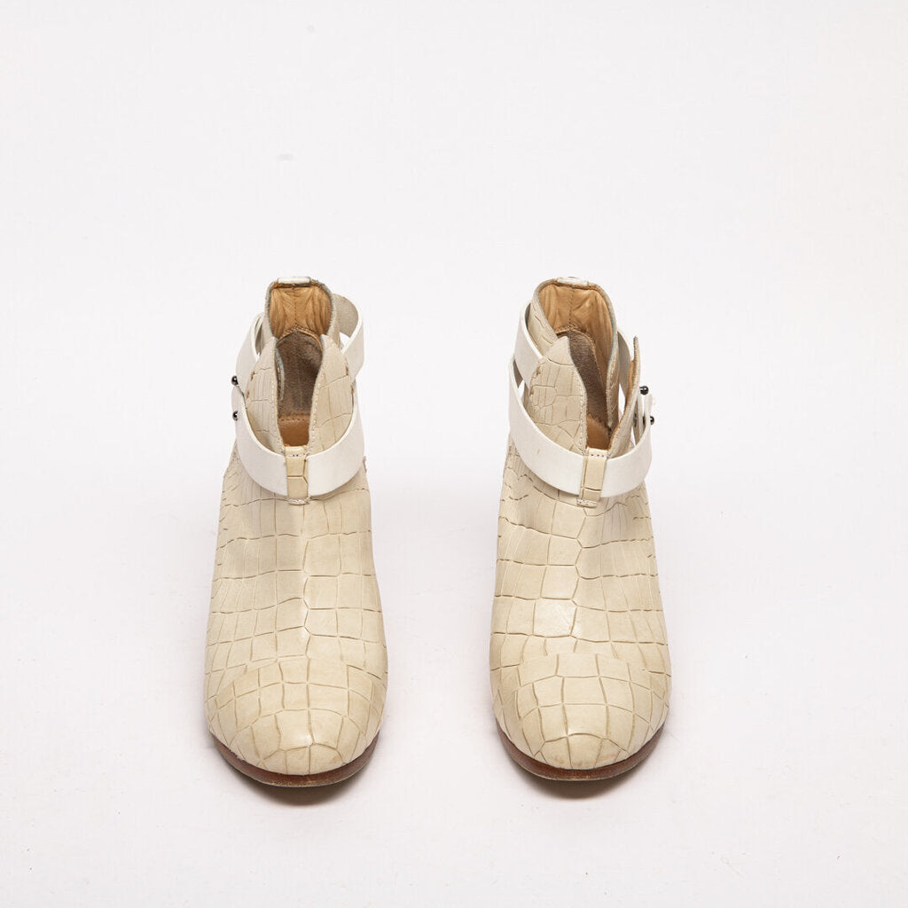 Rag & Bone Ivory Alligator Print Ankle Booties