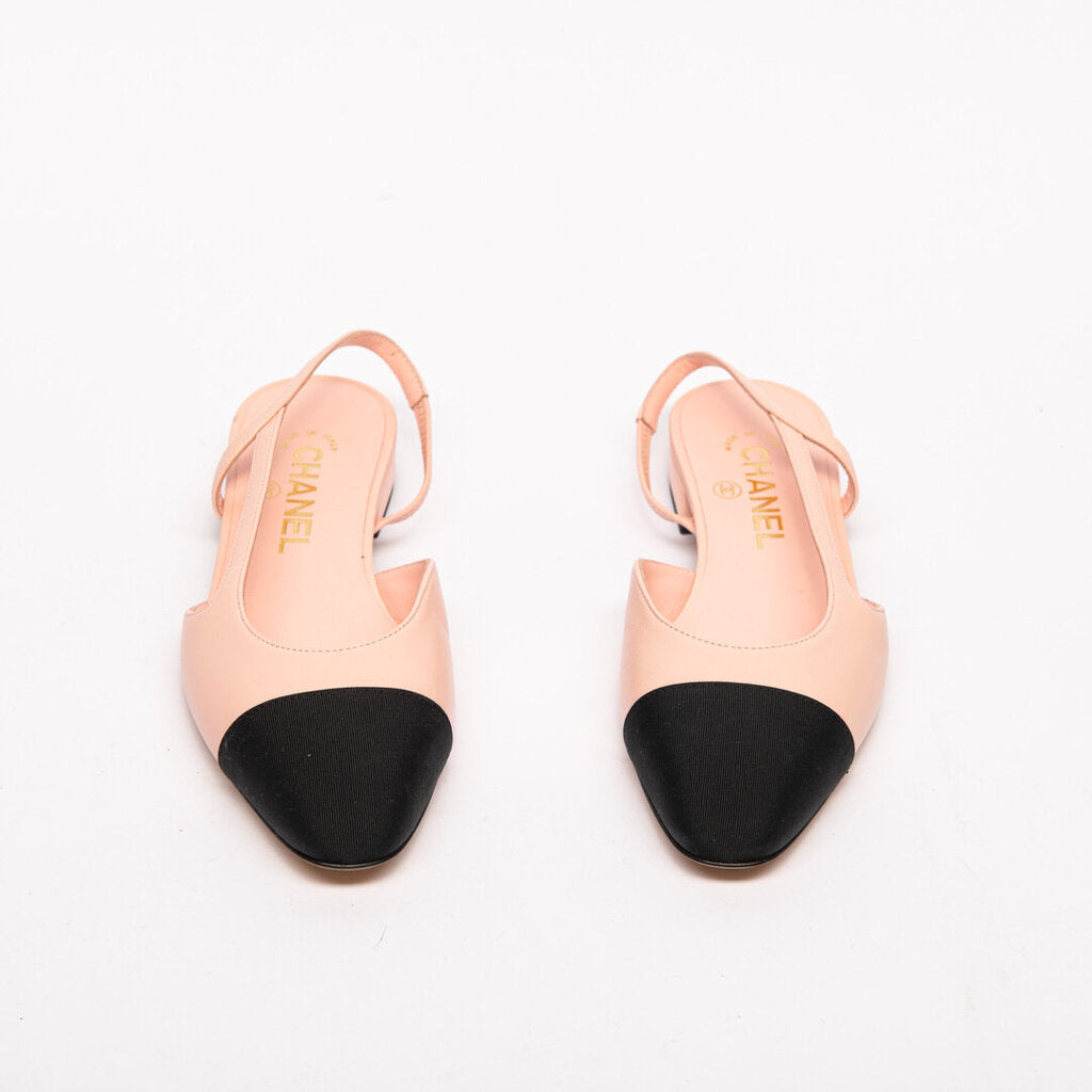 Chanel Pink Cap Toe Slingback Flats