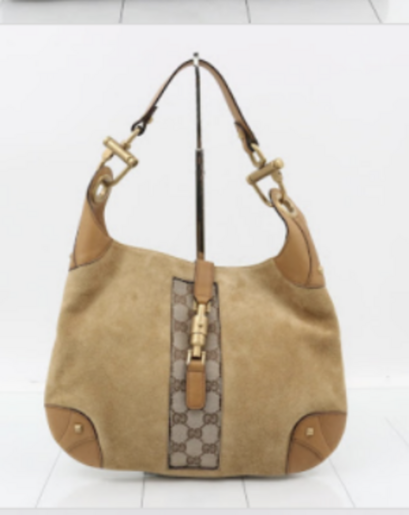 Tan Suede Monogram Jackie Bag