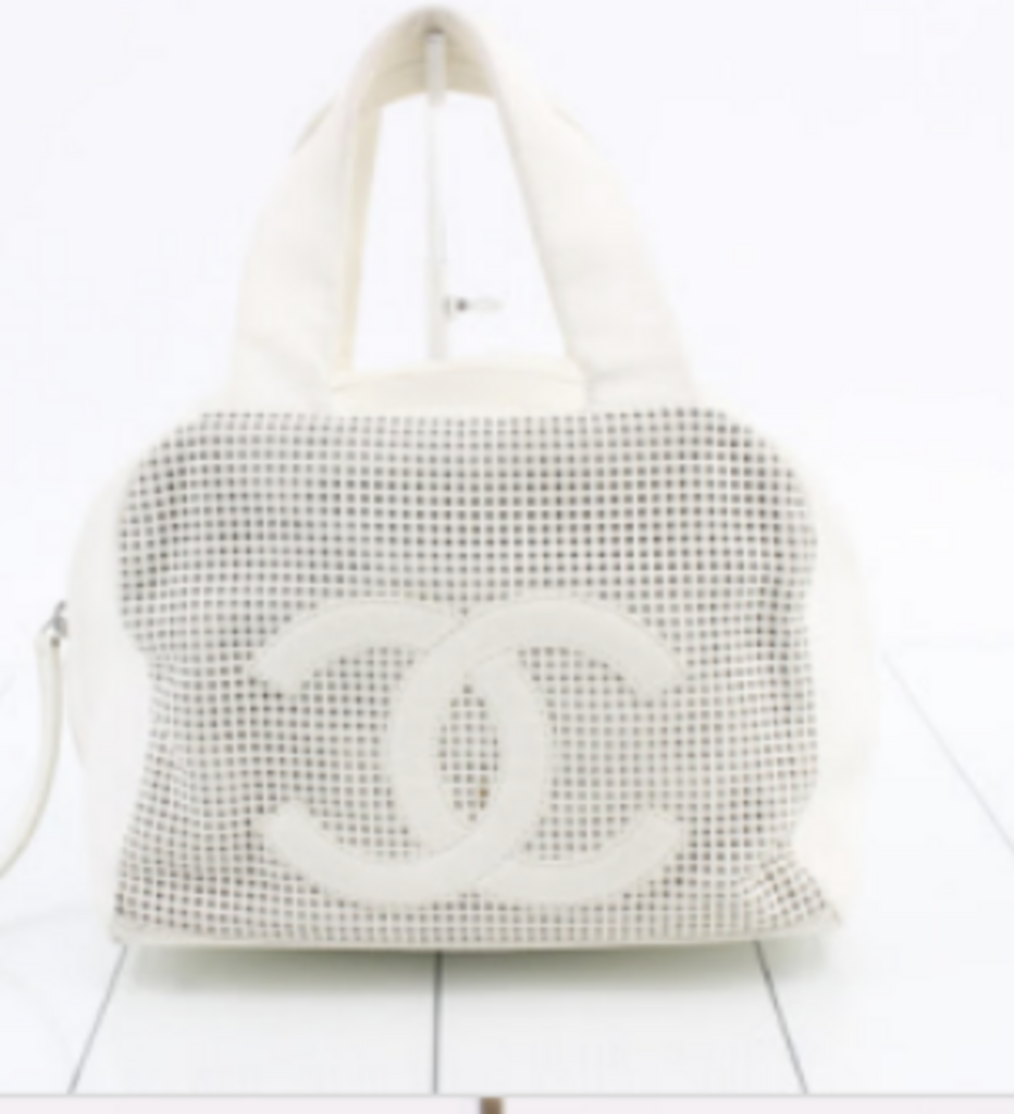 White Leather Perforated Shoulder Bag