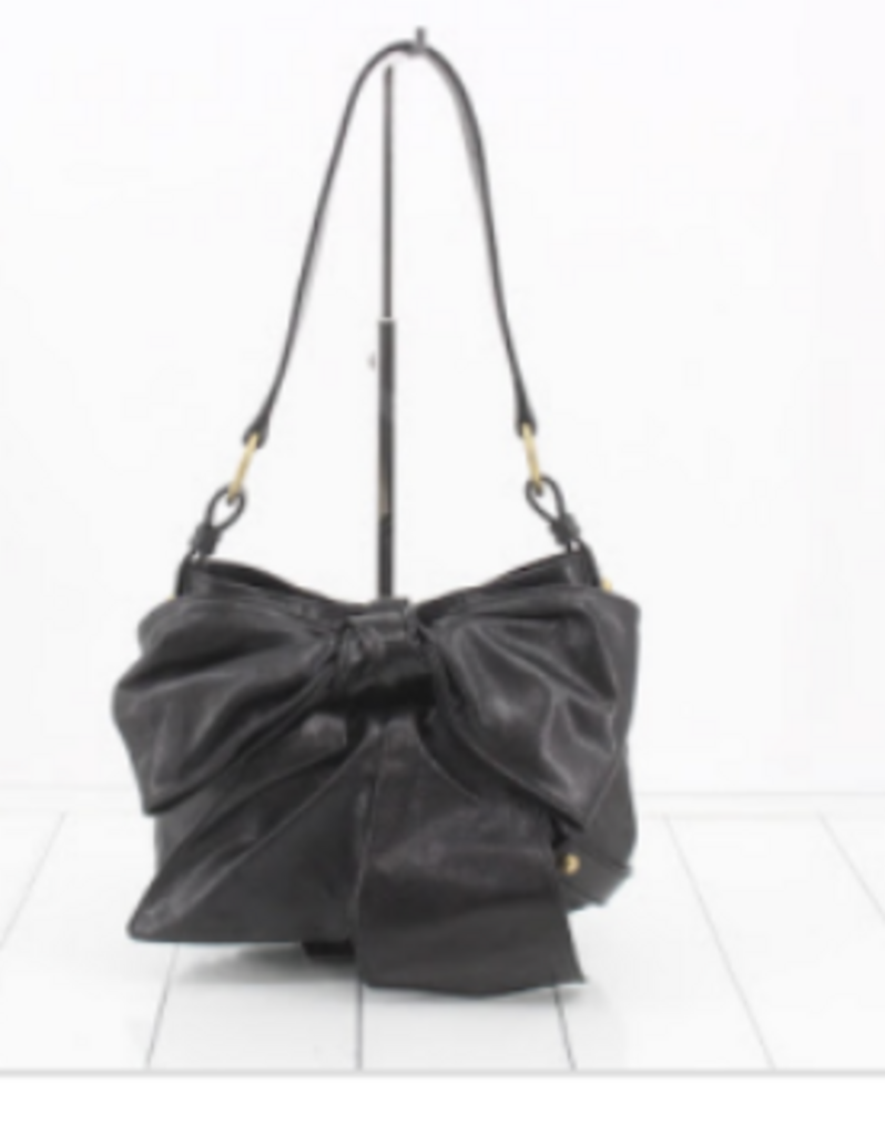 Black Leather Bow Bag