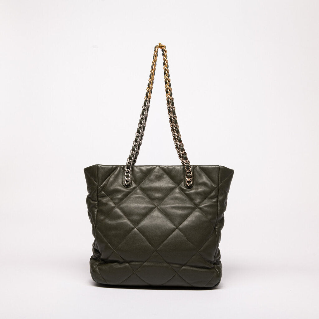 Chanel Olive Green 19 Silver Hardware Tote