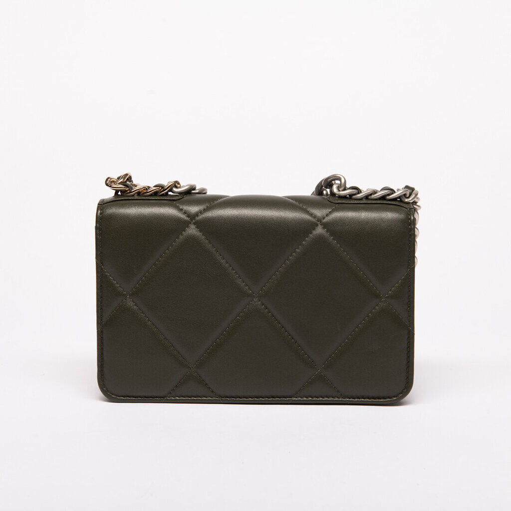 Chanel Chipped Olive Green Silver Hardware 19 WOC