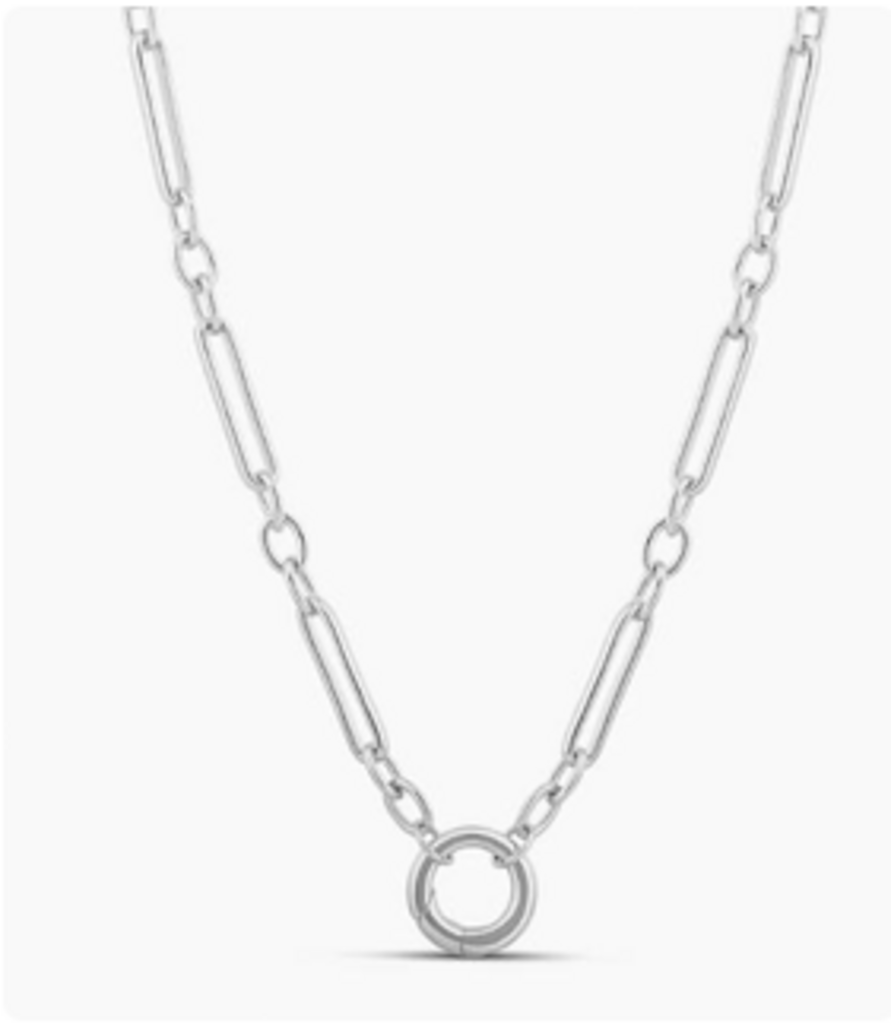 Fancy Link push Clasp Necklace WG