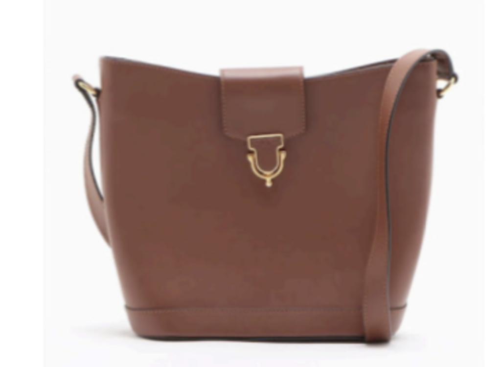 Brown Leather Bucket Shoulder Bag