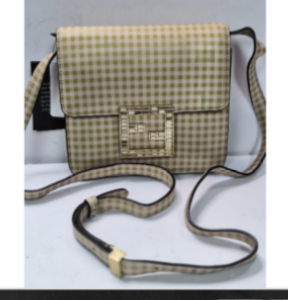 Tan Checkered Crossbody
