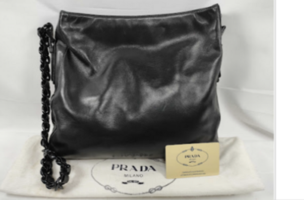 Black Smooth Leather Shoulder Bag