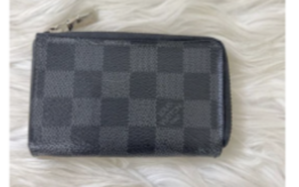 Gray Damier Zip Coin Pouch