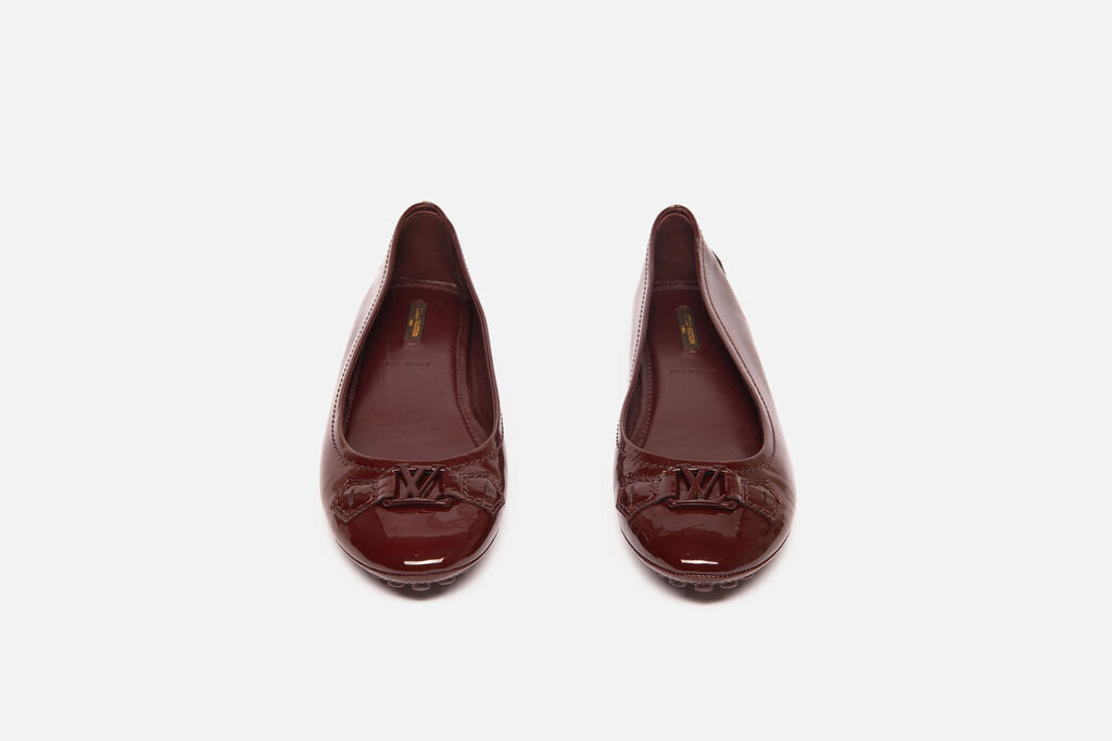 Louis Vuitton Burgundy Patent Ballet Flats